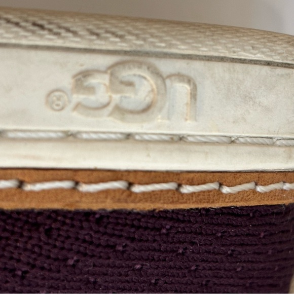 UGG Sz 9.5 Canvass Burgundy Purple Slip On Slide Sneakers Rubber Sole - Picture 8 of 12
